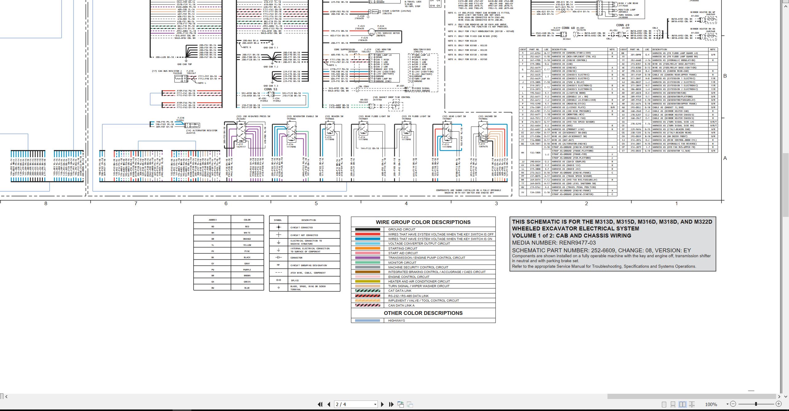 CAT Wheeled Excavator M322D Electrical Hydraulic Schematic (2)