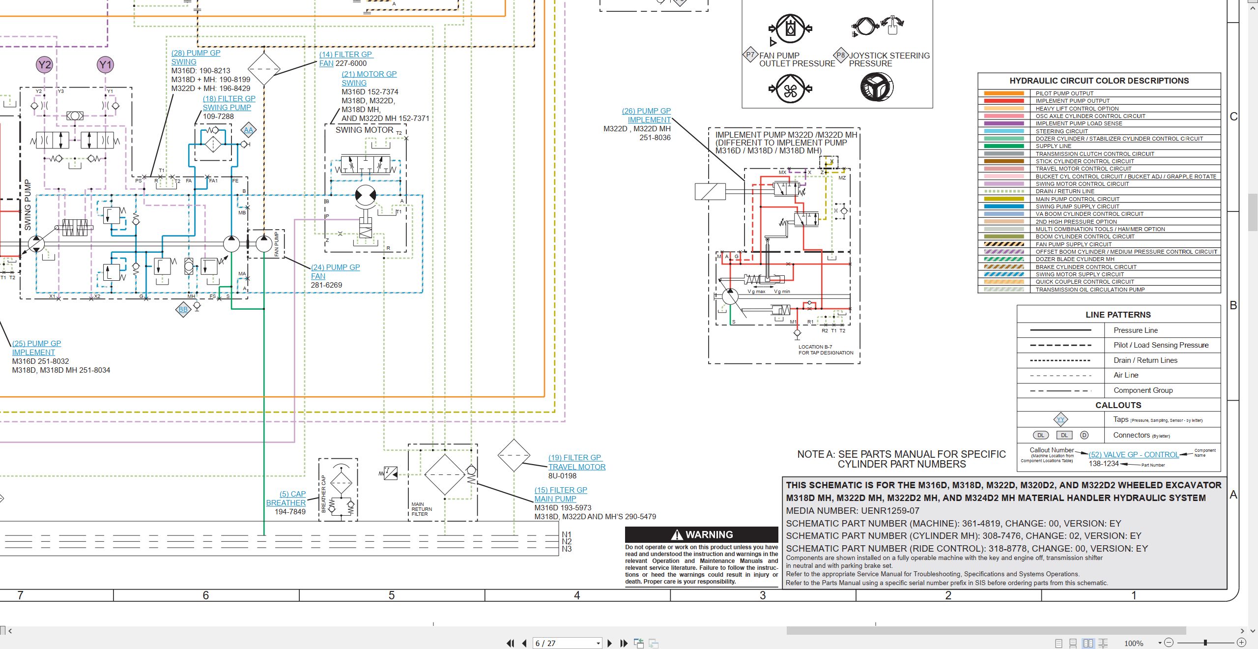 CAT Wheeled Excavator M322D Electrical Hydraulic Schematic (3)
