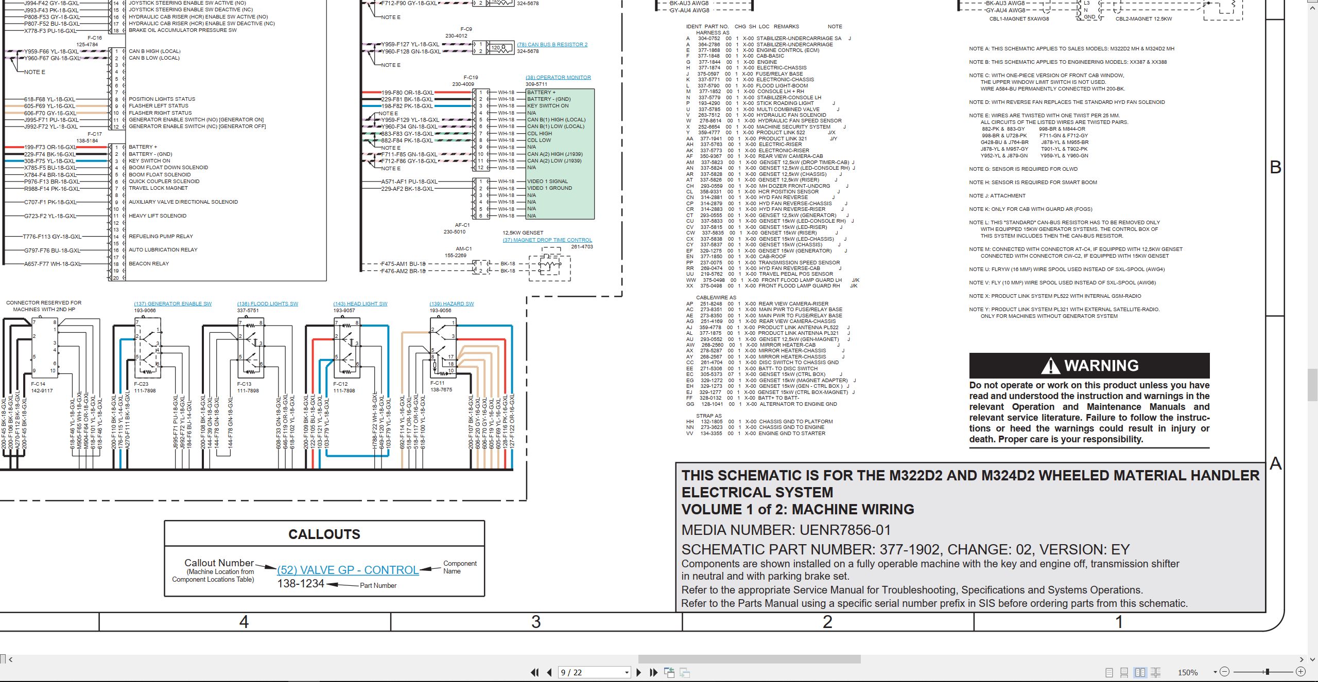 CAT Wheeled Excavator M322D2 Electrical Hydraulic Schematic (2)