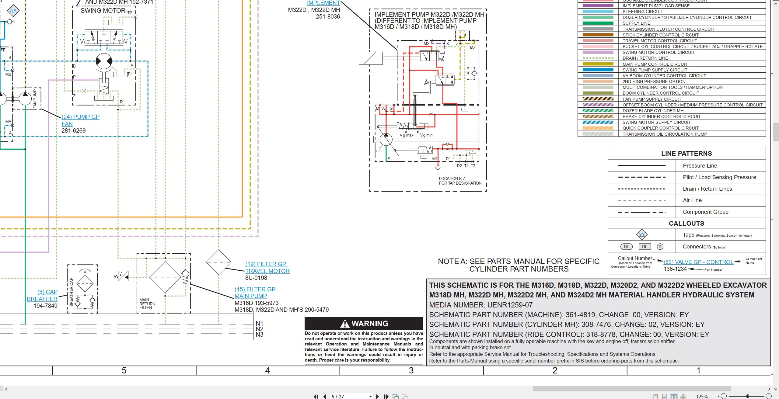 CAT Wheeled Excavator M322D2 Electrical Hydraulic Schematic (3)