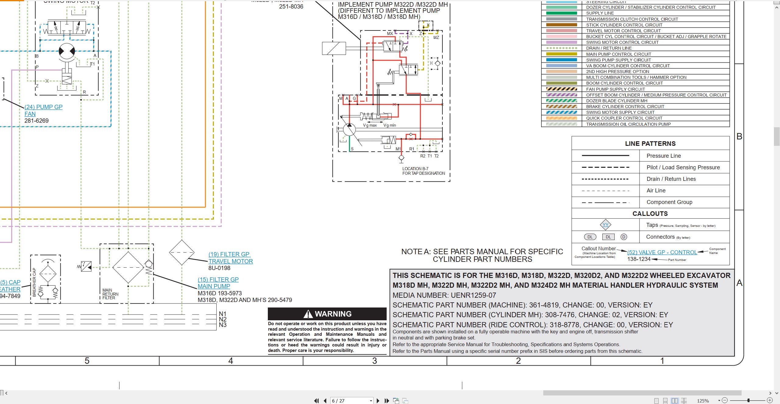CAT Wheeled Excavator M322D2 MH Electrical Hydraulic Schematic (3)