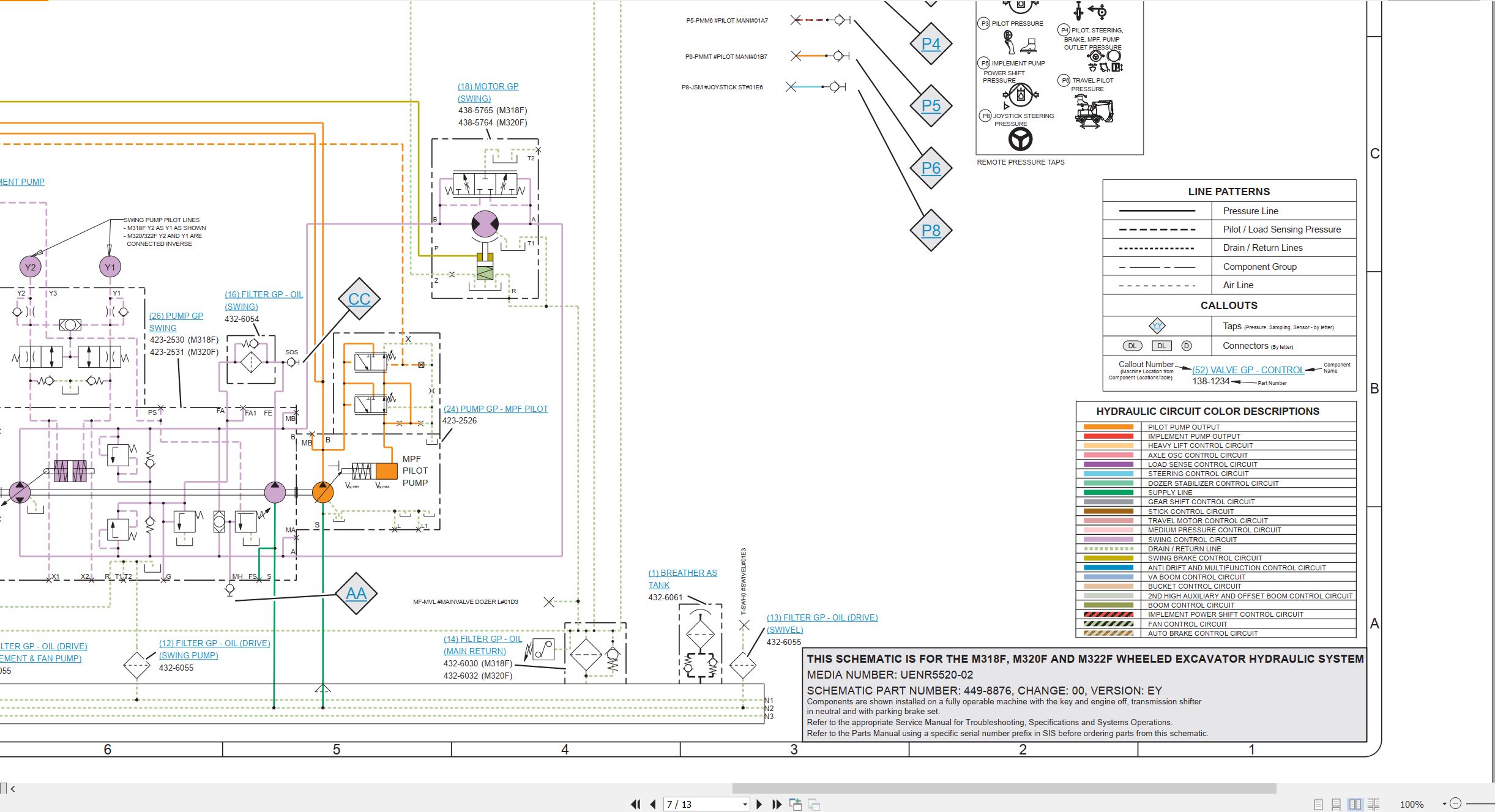 CAT Wheeled Excavator M322F Electrical Hydraulic Schematic (3)