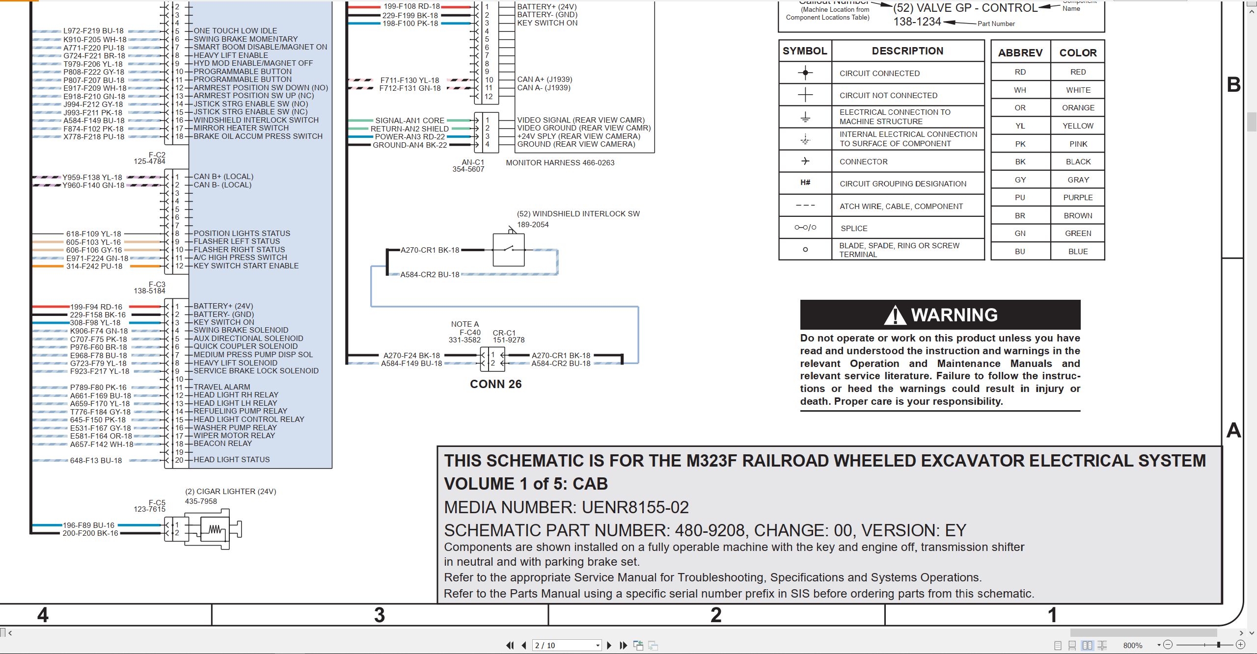 CAT Wheeled Excavator M323F Electrical Hydraulic Schematic (2)