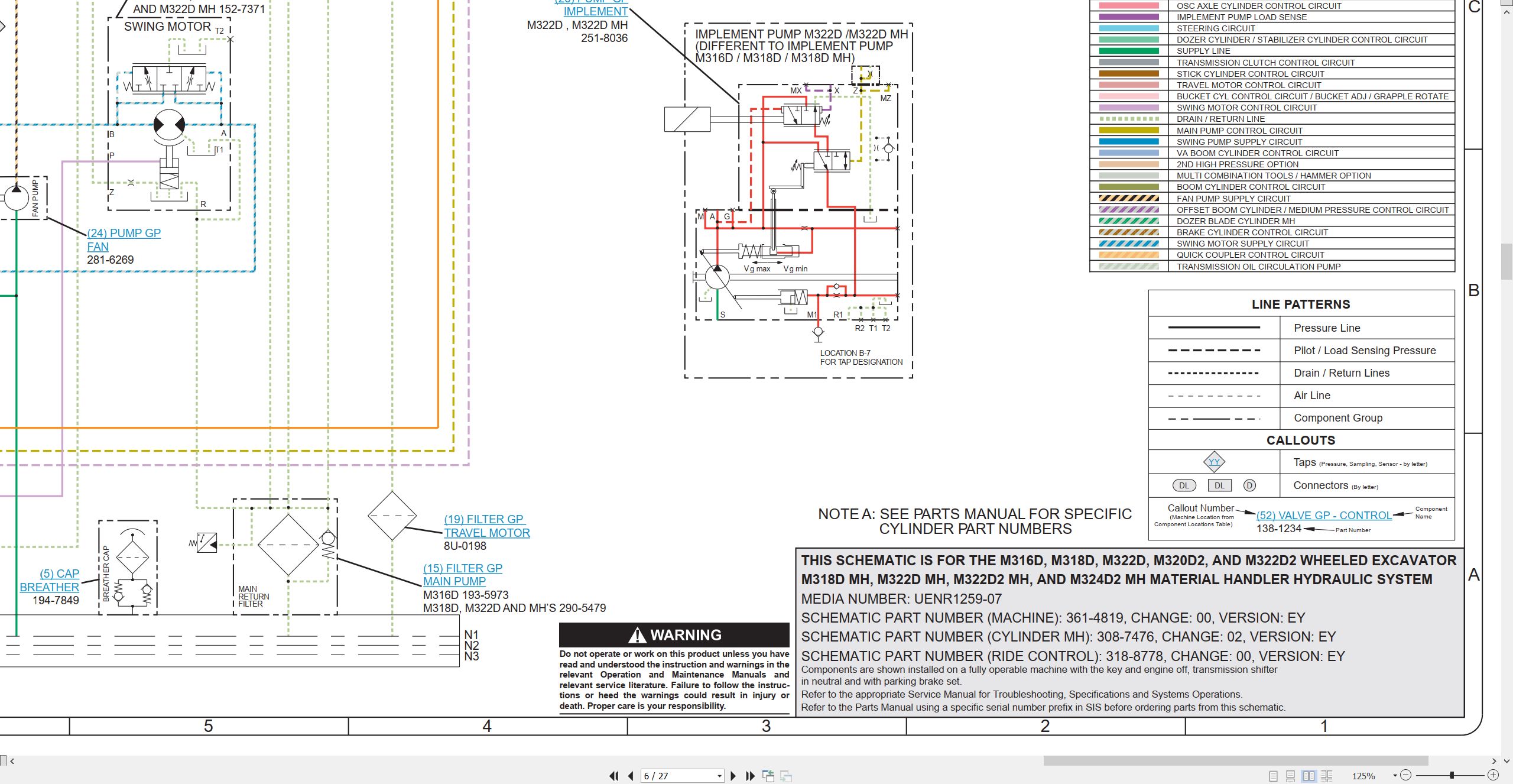 CAT Wheeled Excavator M324D2 MH Electrical Hydraulic Schematic (3)
