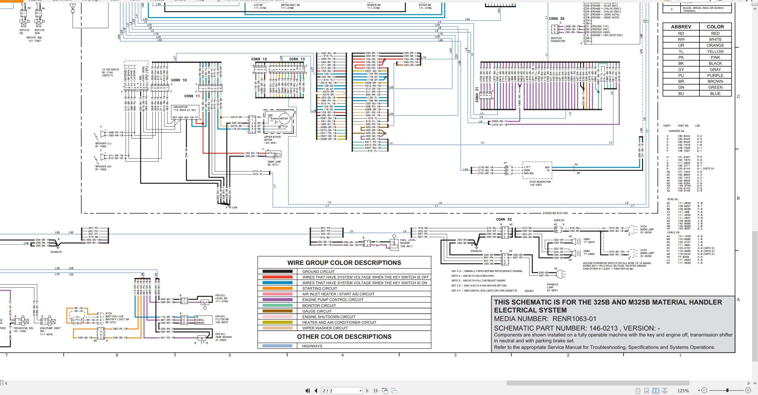 CAT Wheeled Excavator M325B Electrical Hydraulic Schematic (2)