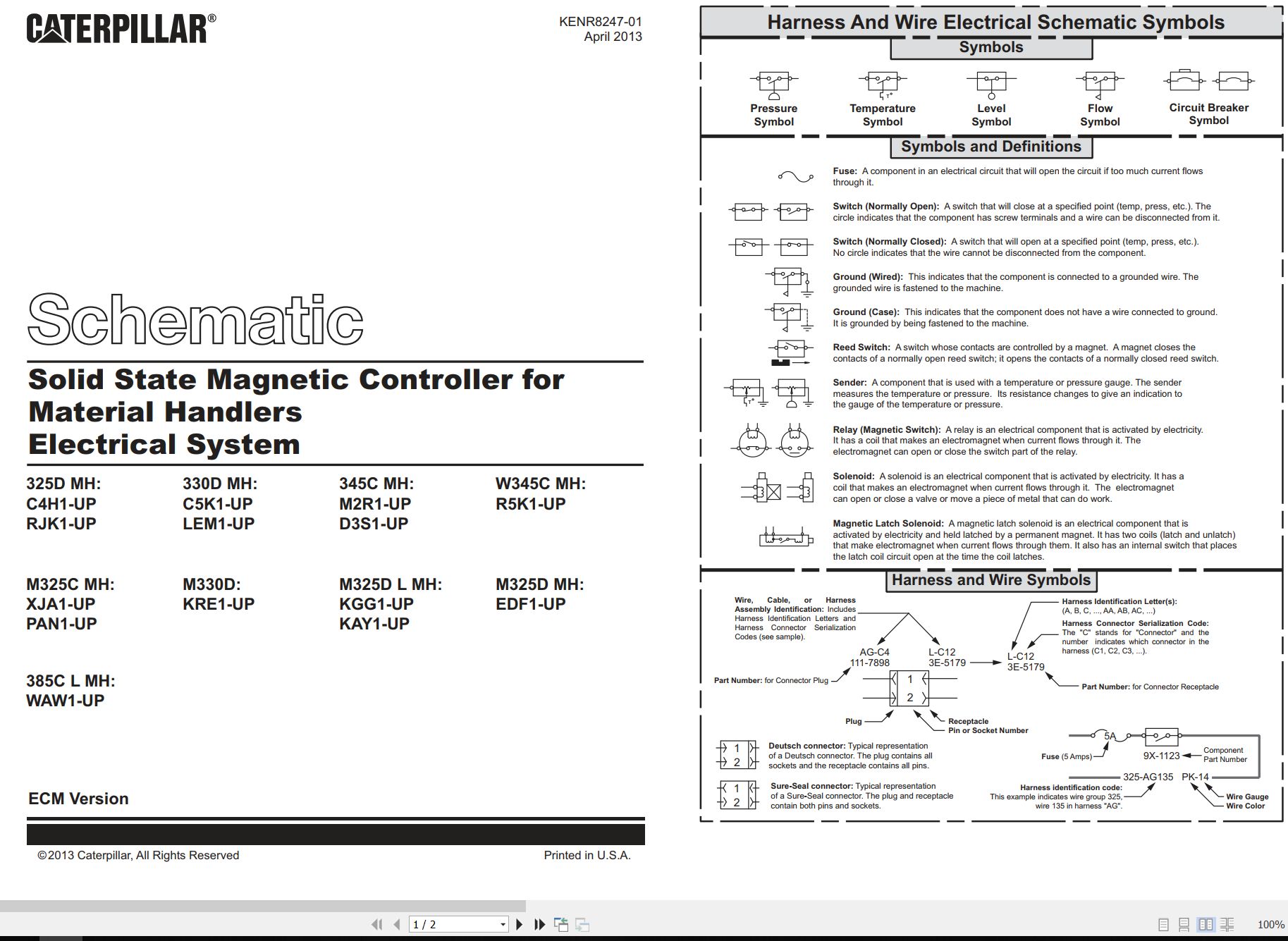CAT Wheeled Excavator M330D Electrical Hydraulic Schematic (1)