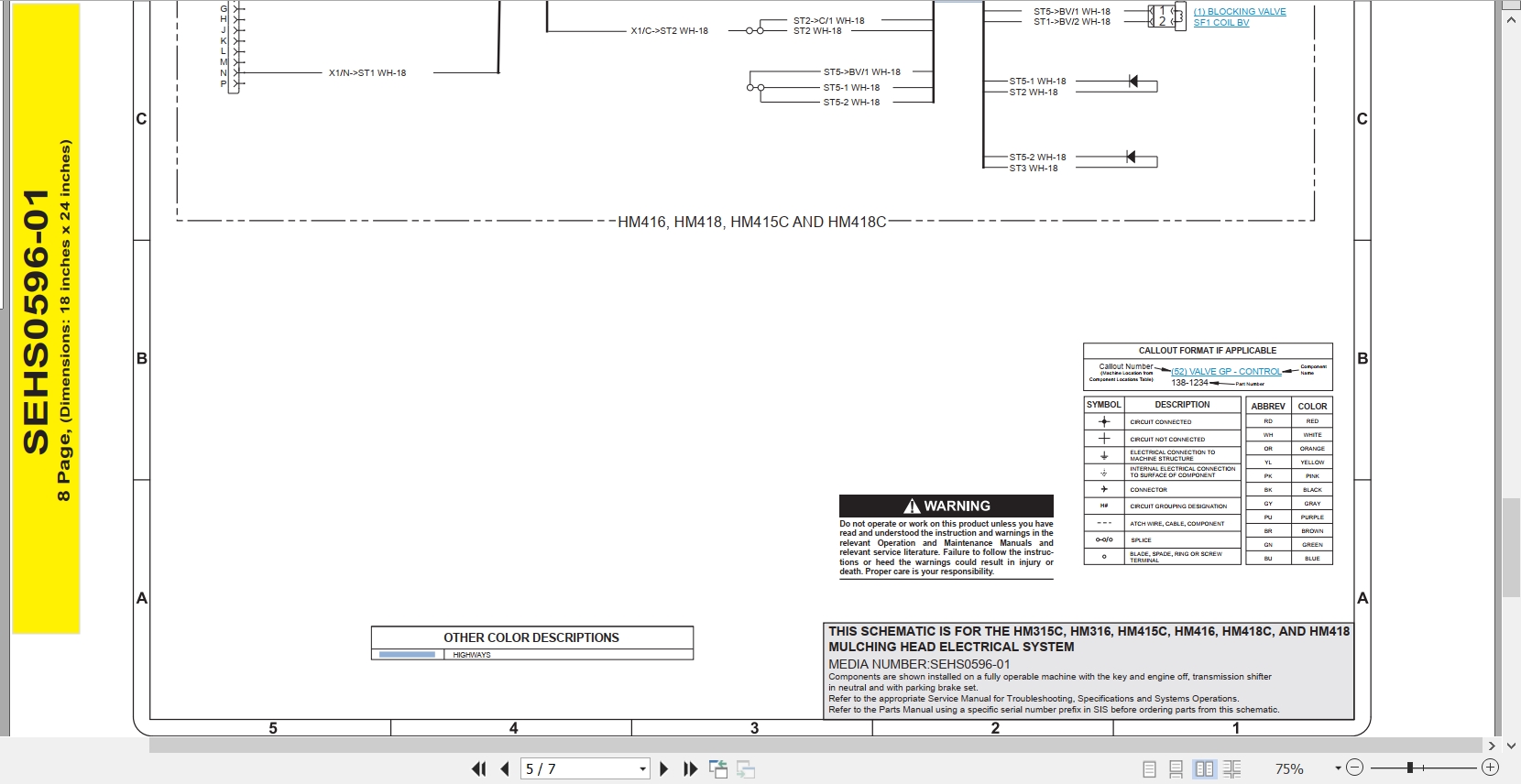 CAT Work Tool HM416 Electrical Hydraulic Schematic (2)