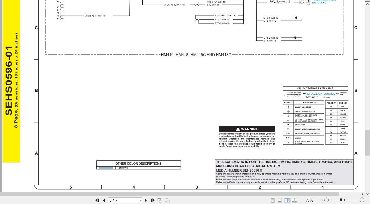 CAT Work Tool HM418 Electrical Hydraulic Schematic (2)