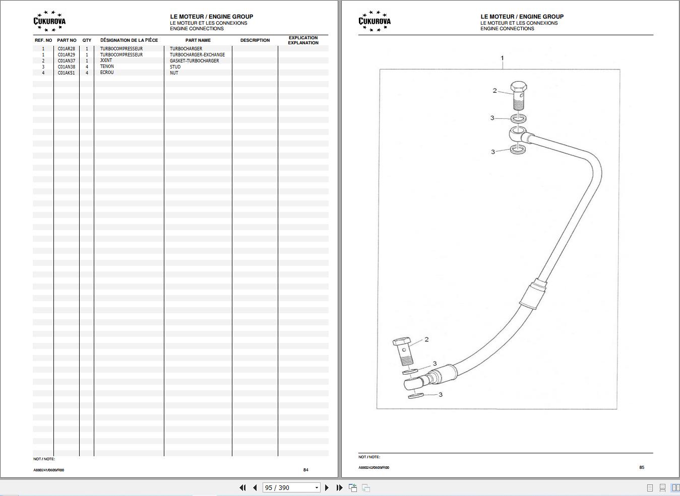 Cukurova Backhoe Loader 880 Parts Catalog 204160010 EN ES 2