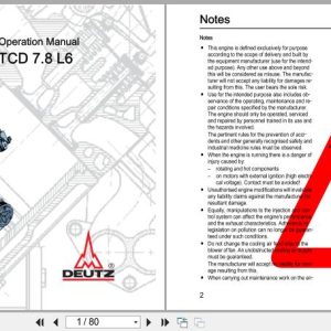 Deutz Engine TCD 7.8 L6 Operation Manual 03123790 2011 1