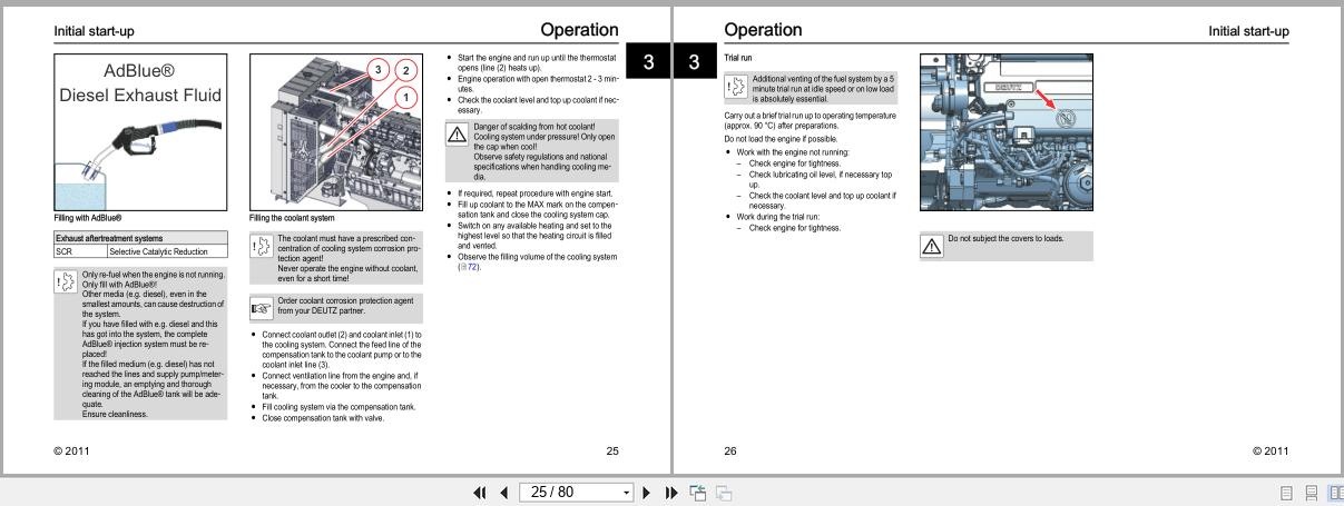 Deutz Engine TCD 7.8 L6 Operation Manual 03123790 2011 2
