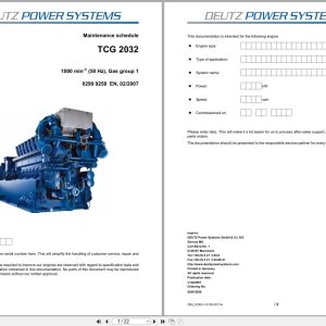 Deutz Engine TCG2032 Maintenance Schedule 02999258 1