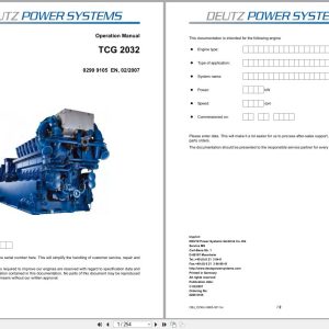 Deutz Engine TCG2032 Operation Manual 02999105 1