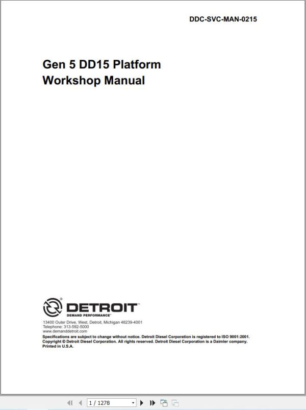 Freightliner Cascadia 2022 2026 Gen5 Engine Workshop Manual 1