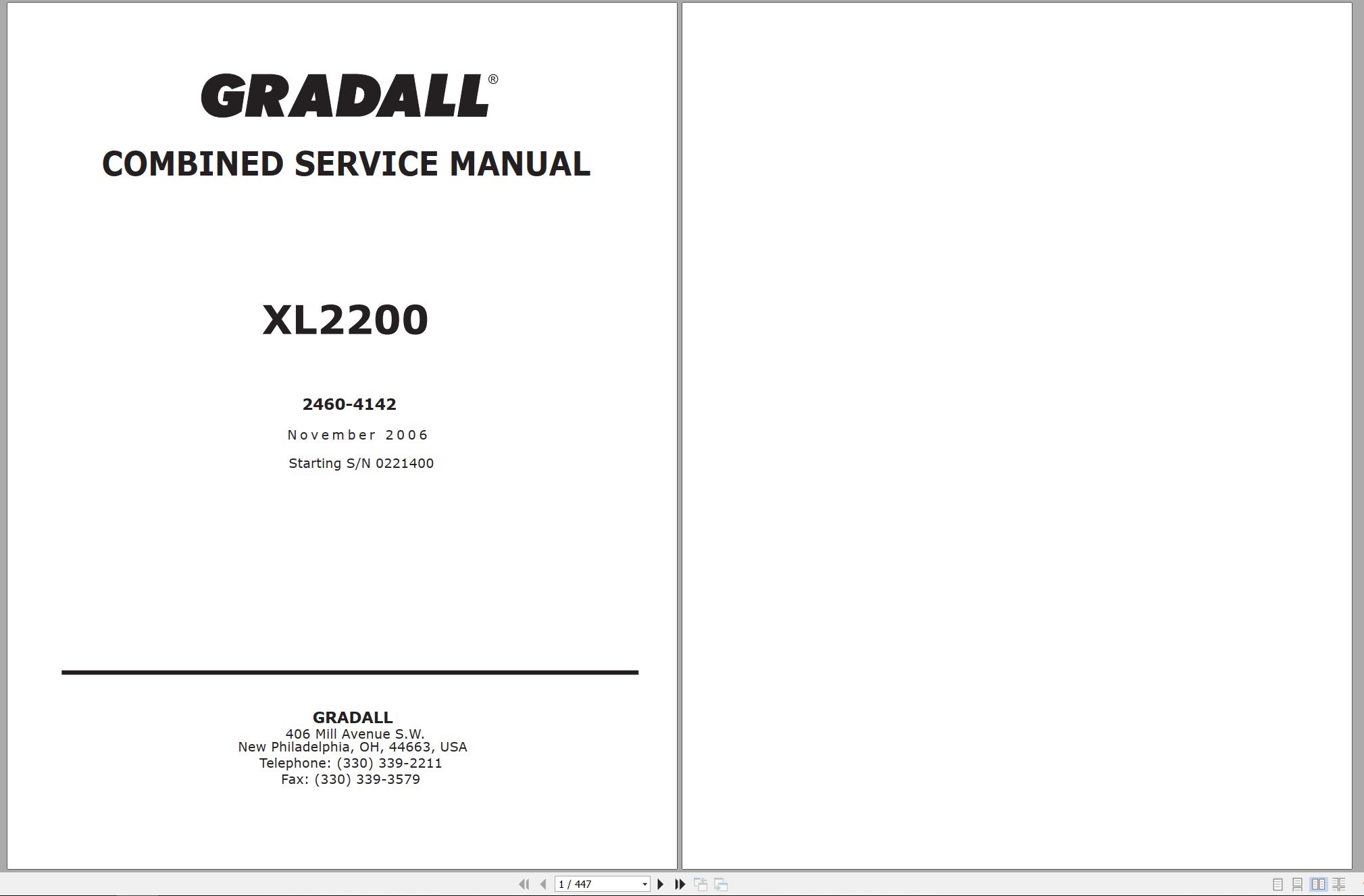 Gradall Excavator XL2200 Operators Parts Service Manual (1)