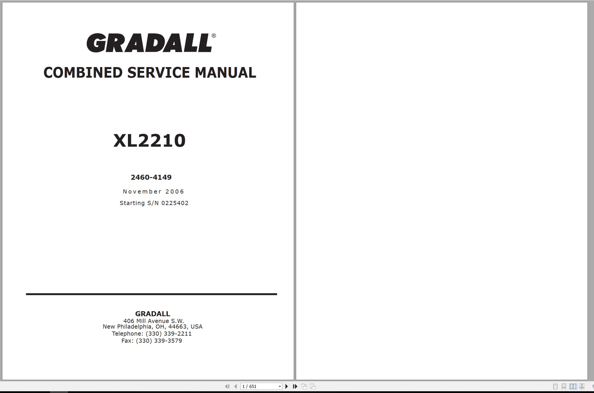 Gradall Excavator XL2210 Operators Parts Service Manual (1)