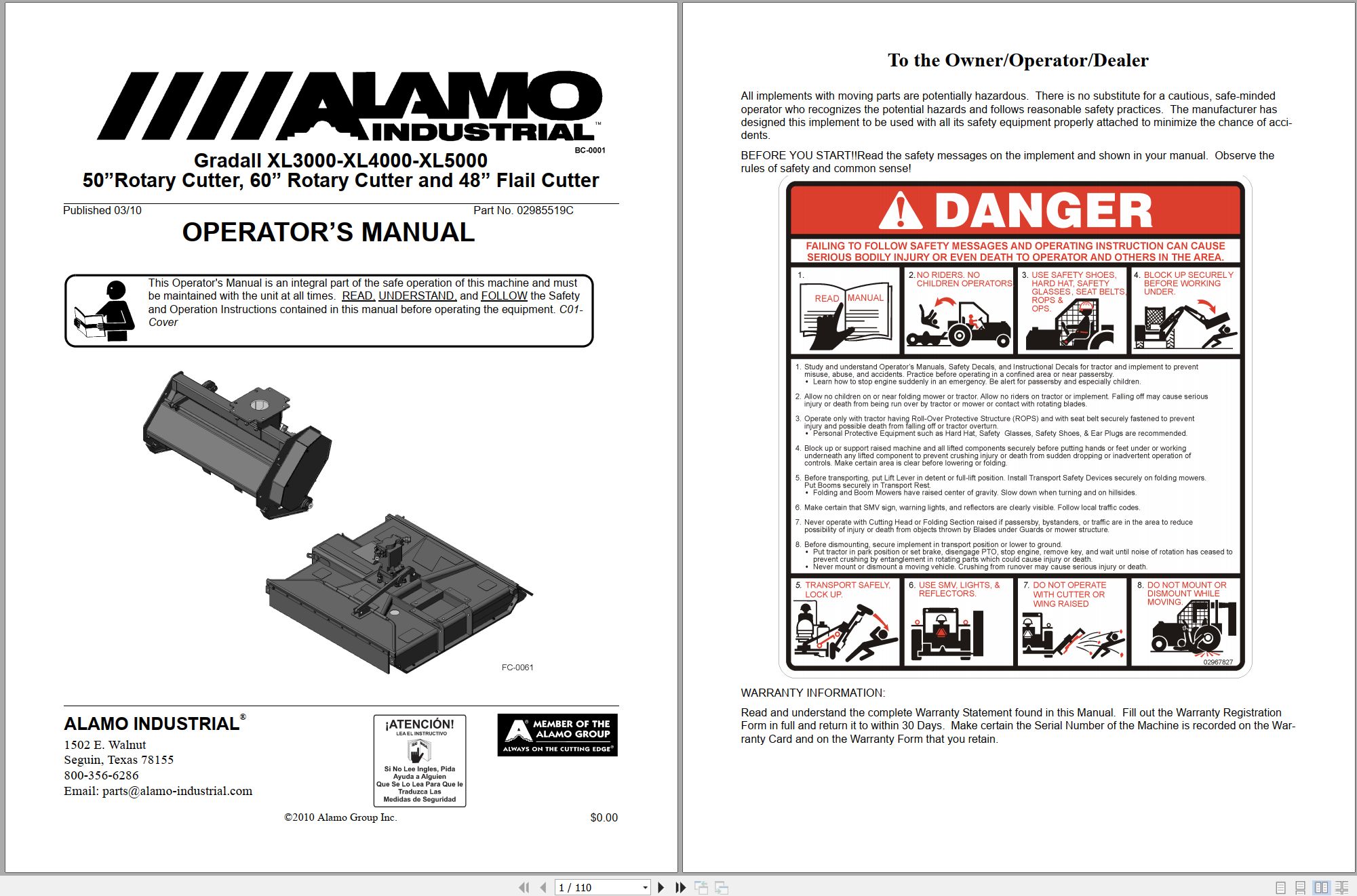 Gradall Excavator XL3000 XL4000 XL5000 Operators Parts Manual 02985519C 2010 (1)
