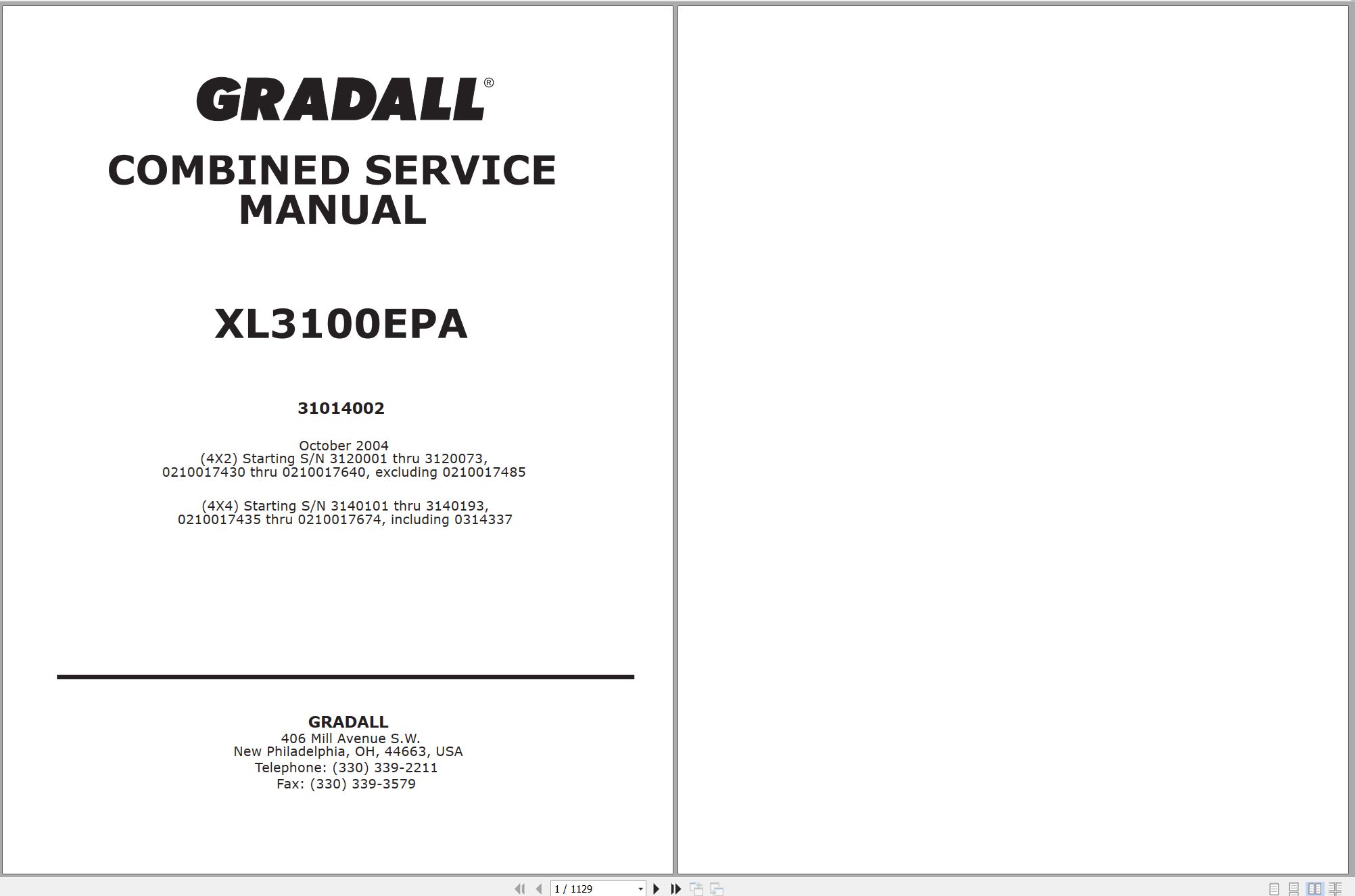 Gradall Excavator XL3100EPA Technical Service Manual (1)