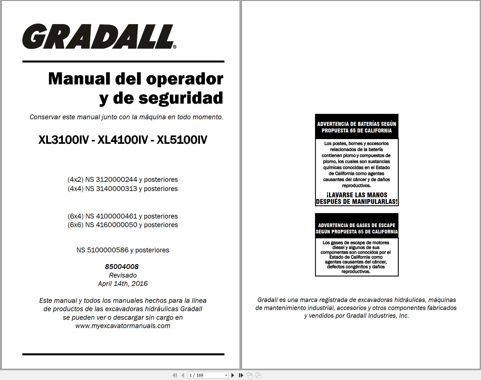 Gradall Excavator XL3100IV Operators Service Manual EN ES KO (1)
