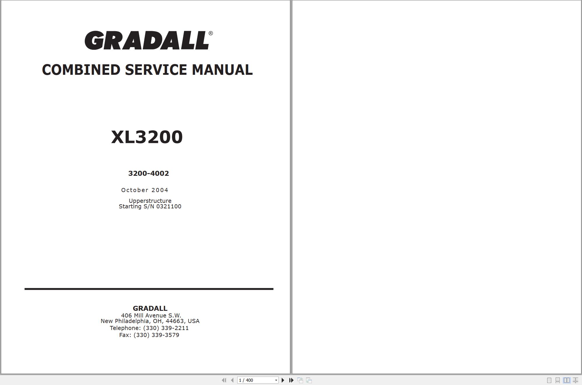 Gradall Excavator XL3200 Operators Parts Service Manual (1)