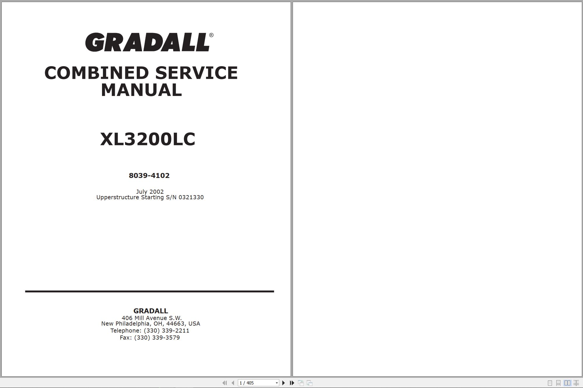Gradall Excavator XL3200LC Operators Parts Service Manual (1)