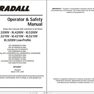 Gradall Excavator XL3200V Operators Parts Service Manual EN FR (1)