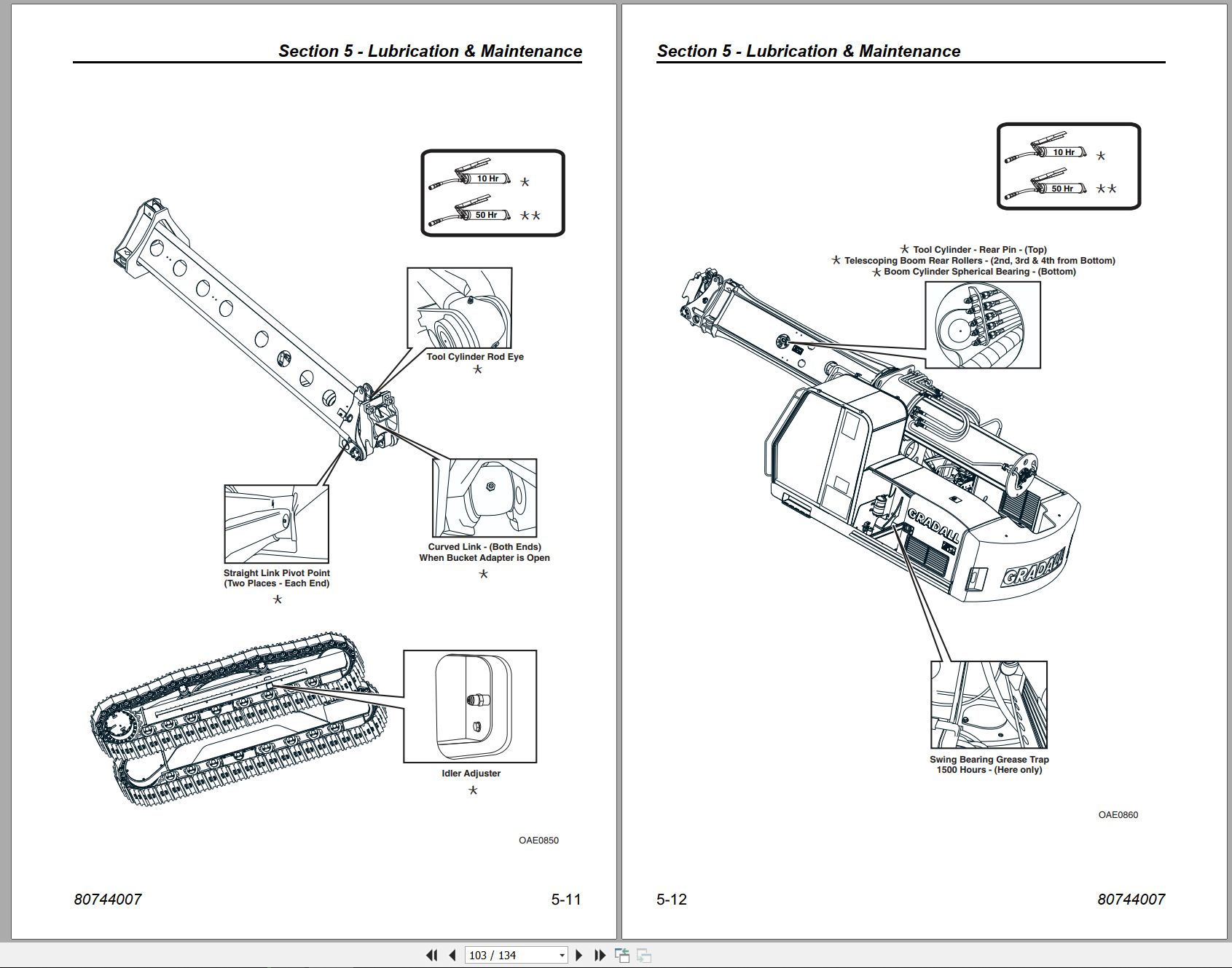 Gradall Excavator XL3200V Operators Parts Service Manual EN FR (2)