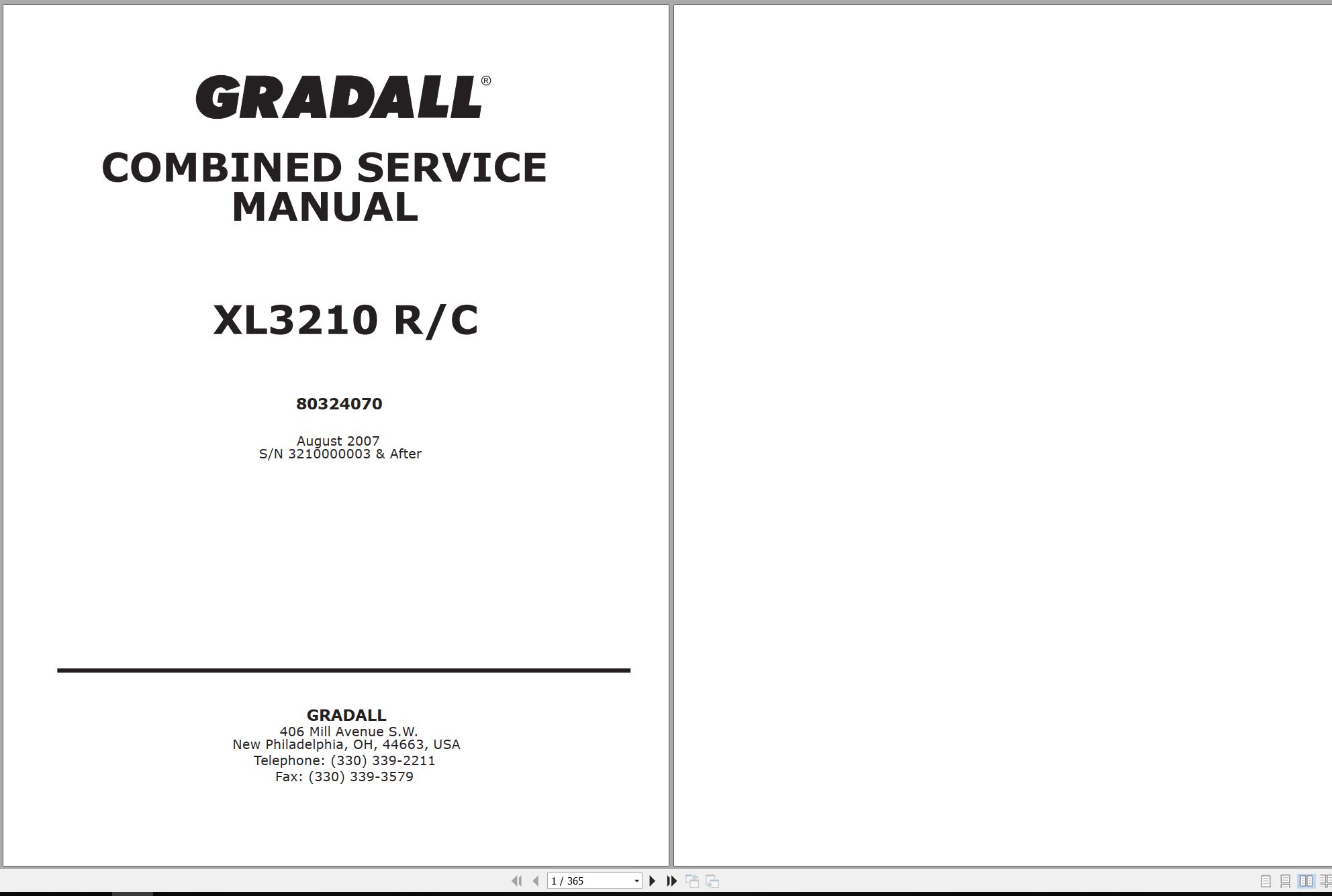 Gradall Excavator XL3210 Operators Parts Service Manual (1)