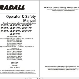 Gradall Excavator XL3330V Operators Parts Service Manual (1)