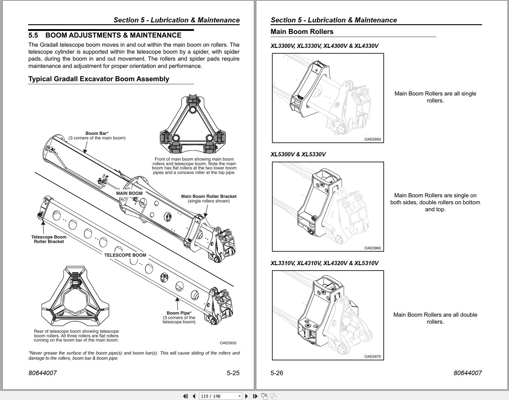 Gradall Excavator XL3330V Operators Parts Service Manual (2)