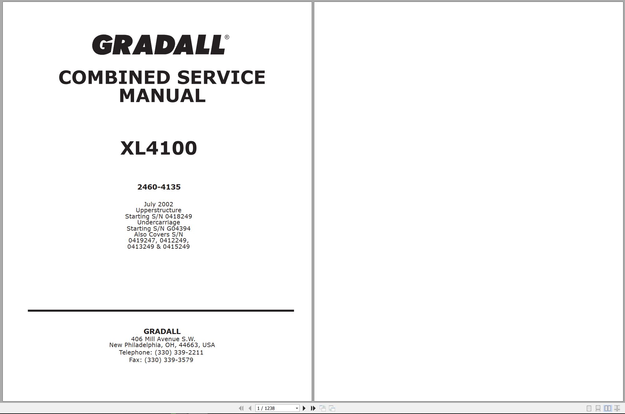 Gradall Excavator XL4100 Operators Parts Service Manual (1)