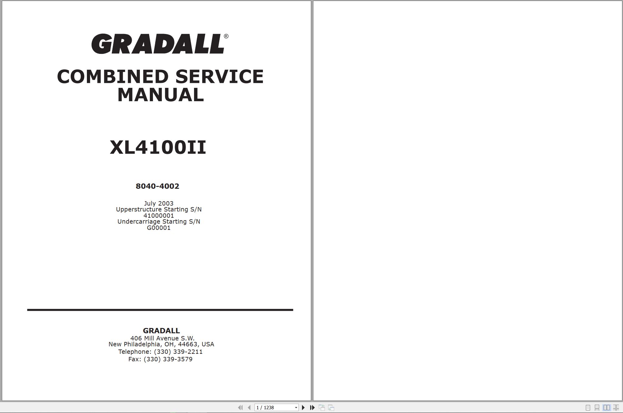 Gradall Excavator XL4100II Operators Parts Service Manual (1)