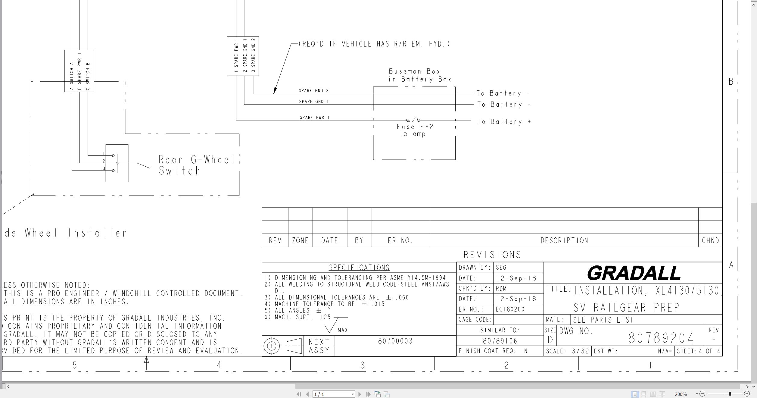 Gradall Excavator XL4130 XL5130 Railgear Hydraulic Schematic 80789204 (1)