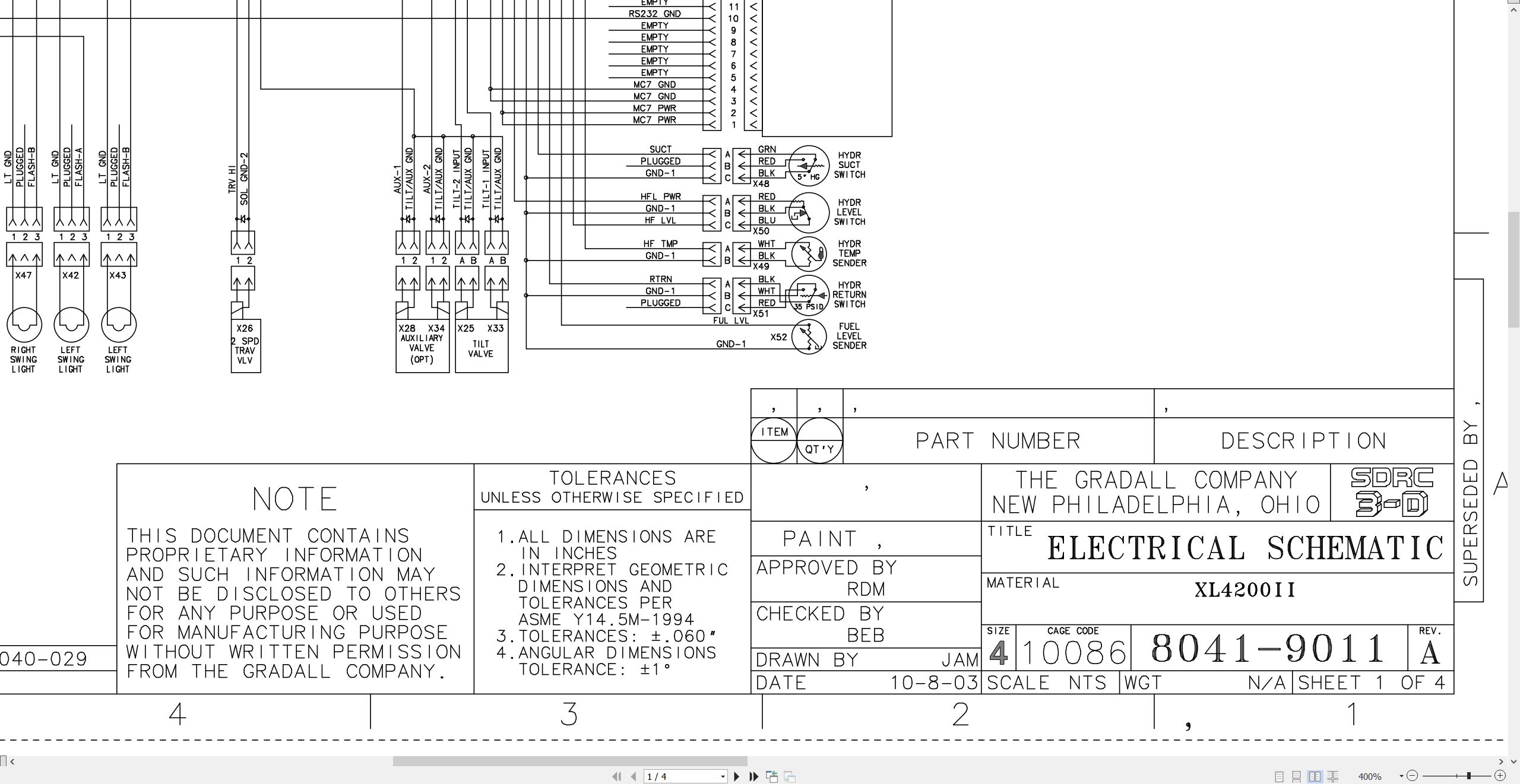 Gradall Excavator XL4200II Operators Parts Service Technical Manual (3)