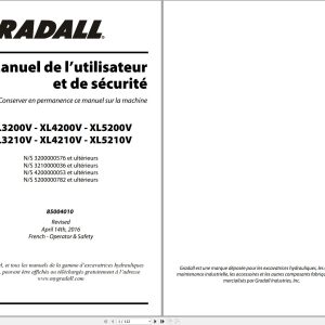 Gradall Excavator XL4200V Operators Parts Service Manual EN FR (1)