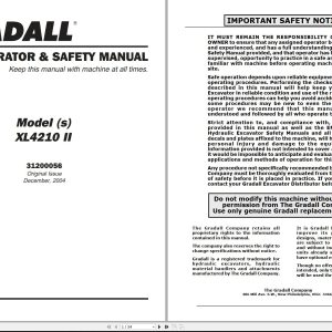 Gradall Excavator XL4210II Operators Parts Service Manual (1)