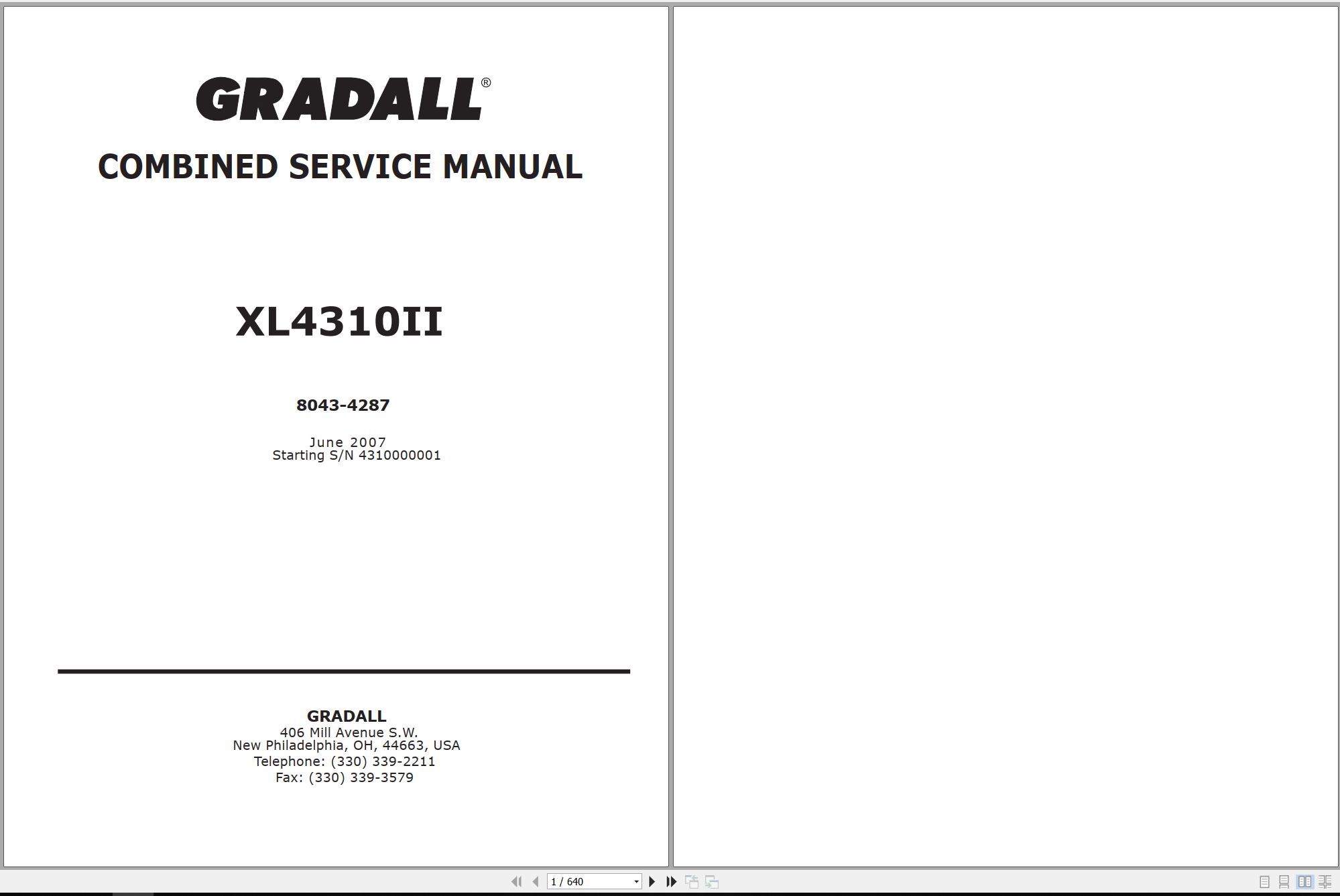 Gradall Excavator XL4310II Operators Parts Service Manual (1)
