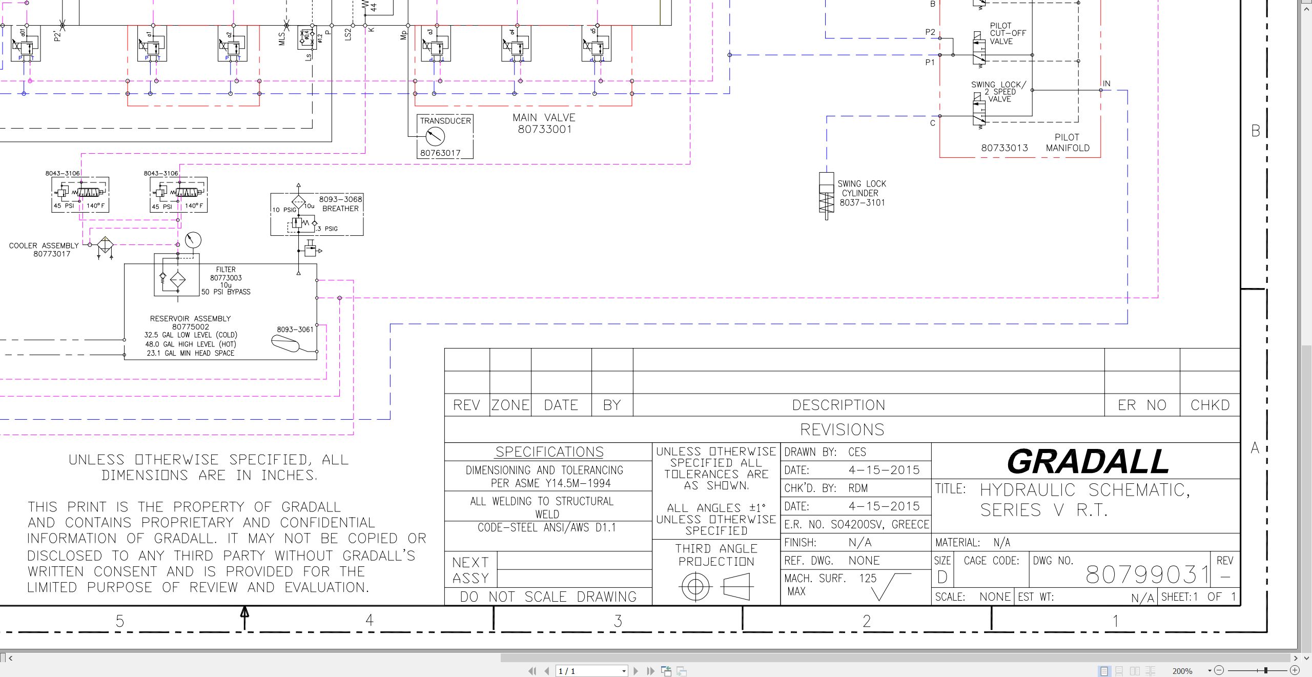 Gradall Excavator XL4310V Electrical Hydraulic Schematic (1)