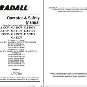 Gradall Excavator XL4320 Operators Parts Service Manual (1)
