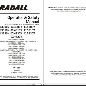 Gradall Excavator XL4330V Operators Parts Service Manual (1)