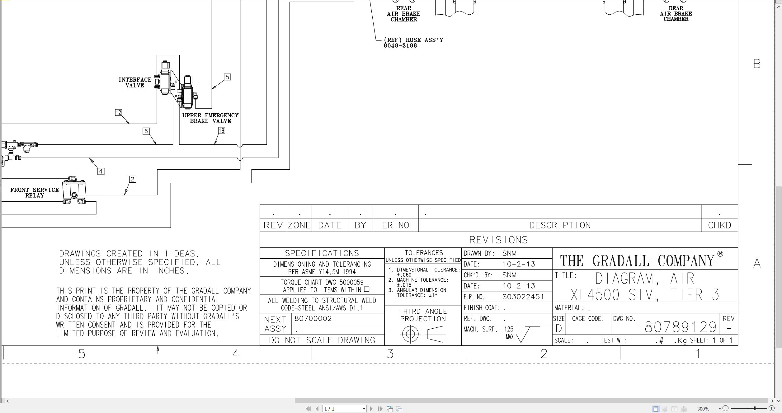 Gradall Excavator XL4500IV Air Diagram 80789129 (1)