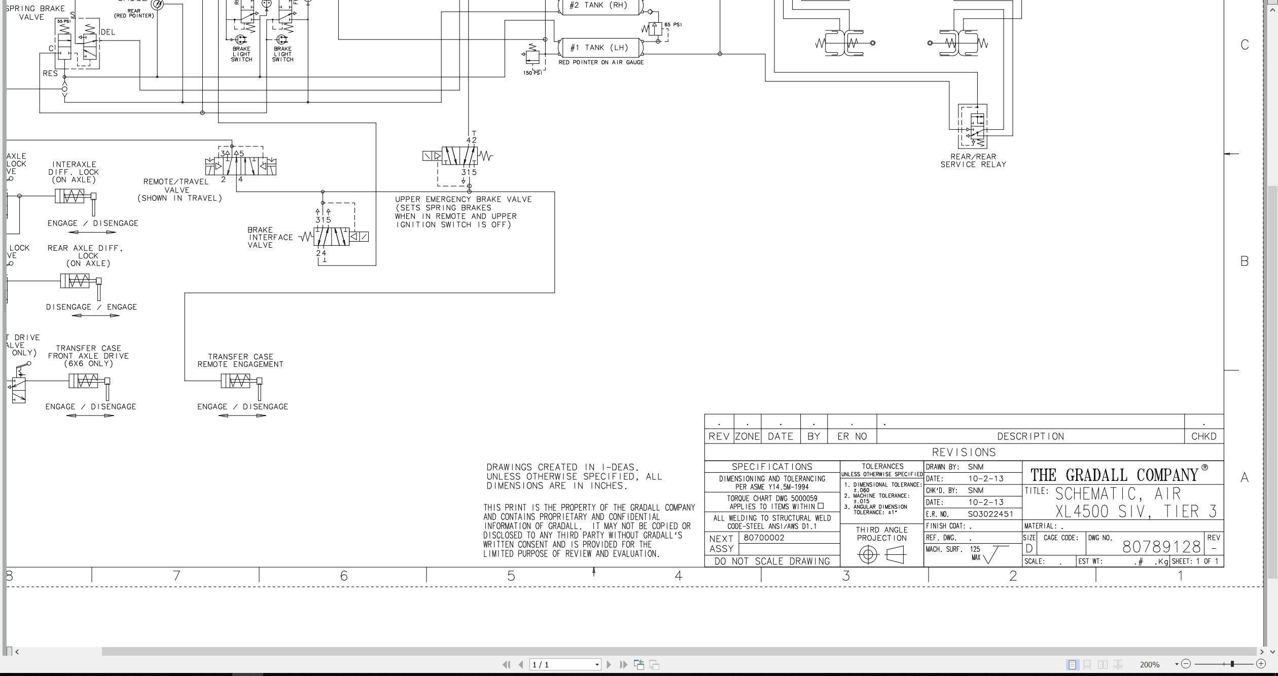 Gradall Excavator XL4500IV Air Schematic 80789128 (1)