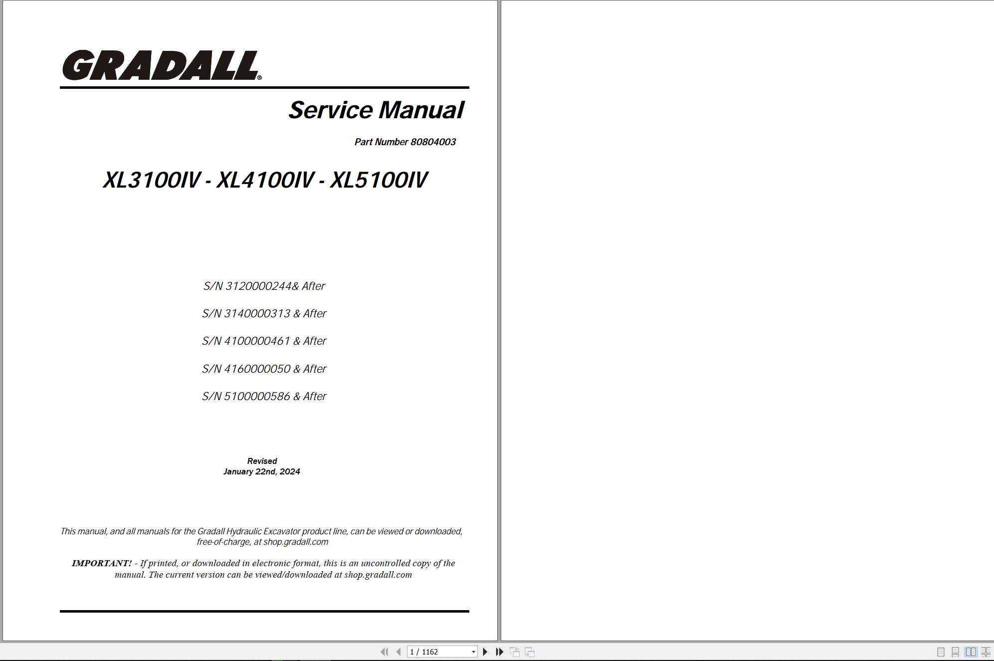 Gradall Excavator XL5100IV Operators Service Manual EN KO ES (1)