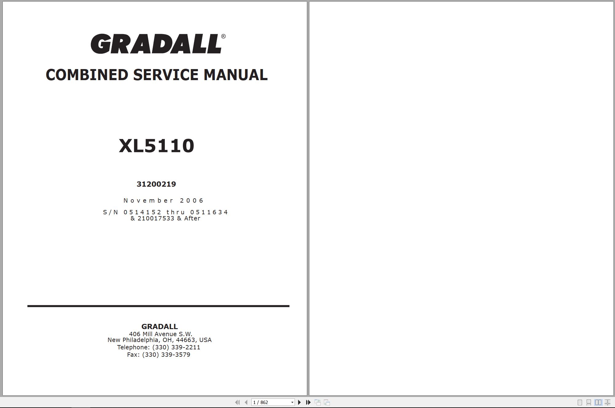 Gradall Excavator XL5110 Operators Parts Service Manual (1)