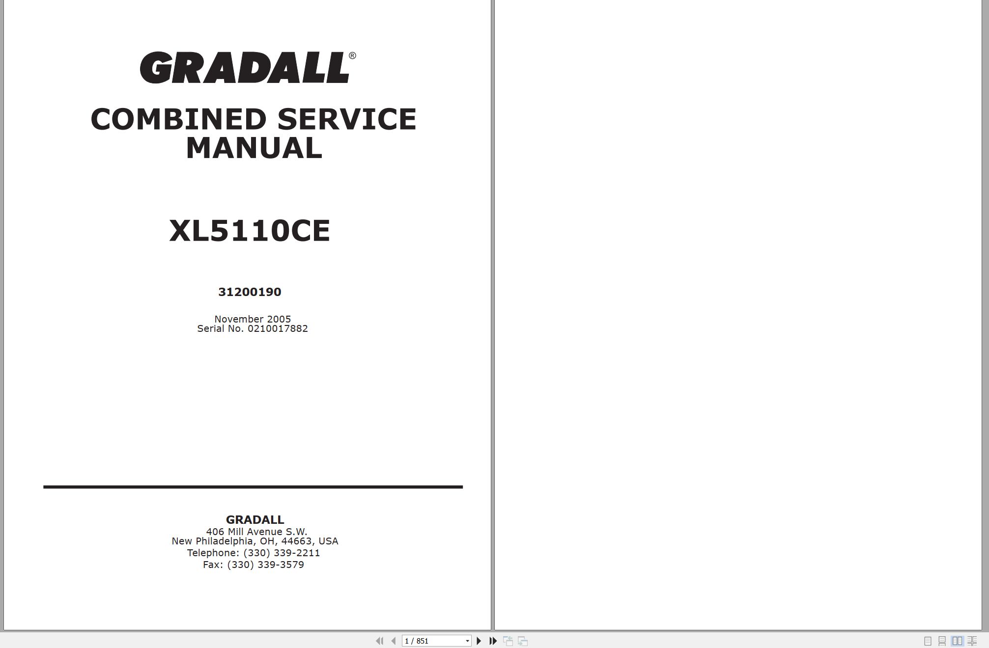 Gradall Excavator XL5110CE Operators Parts Service Manual (1)