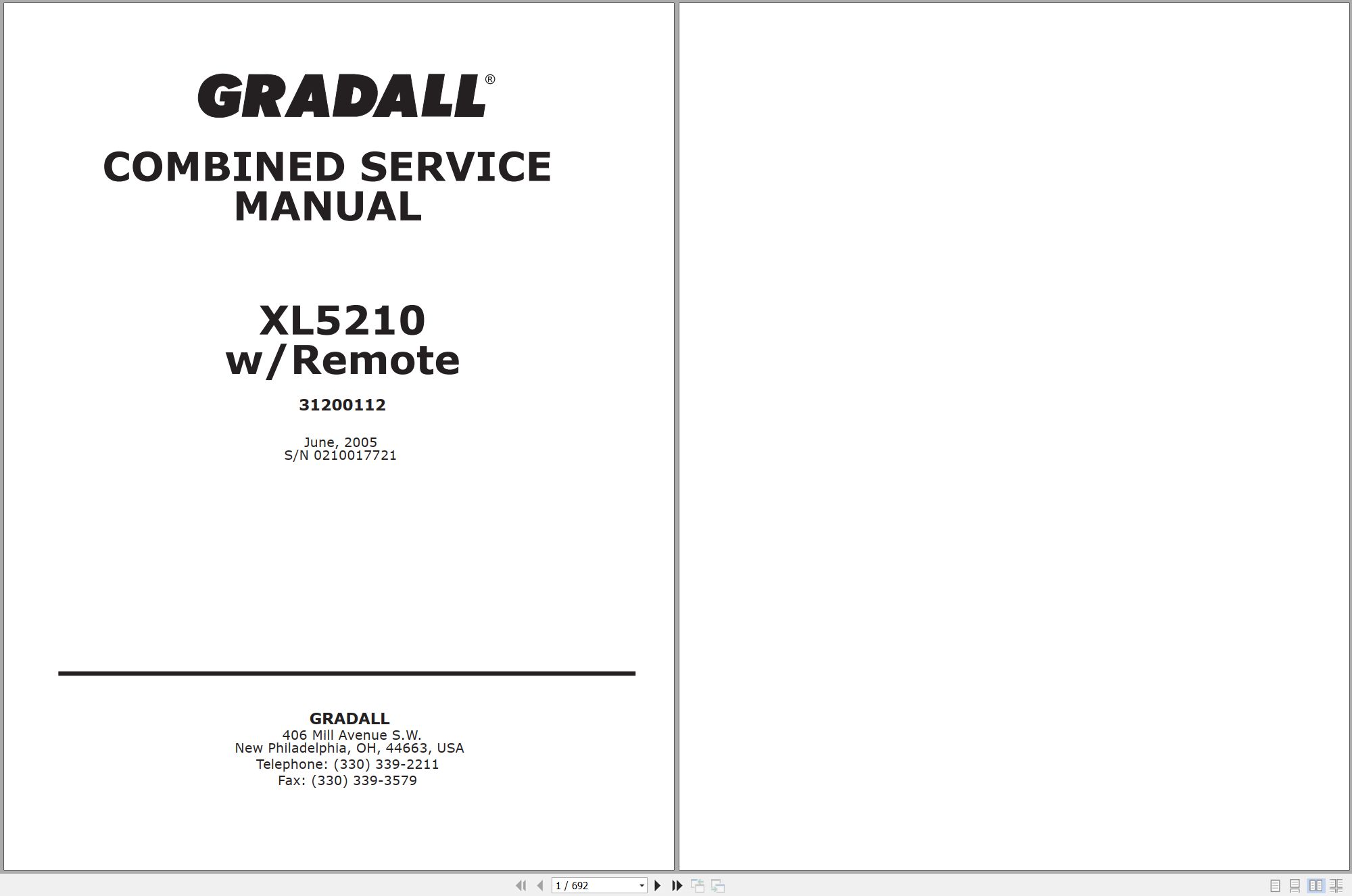 Gradall Excavator XL5210 Operators Parts Service Manual (1)