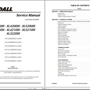 Gradall Excavator XL5210III Operators Parts Service Manual (1)