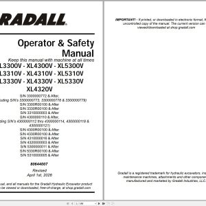 Gradall Excavator XL5330V Operators Parts Service Manual (1)
