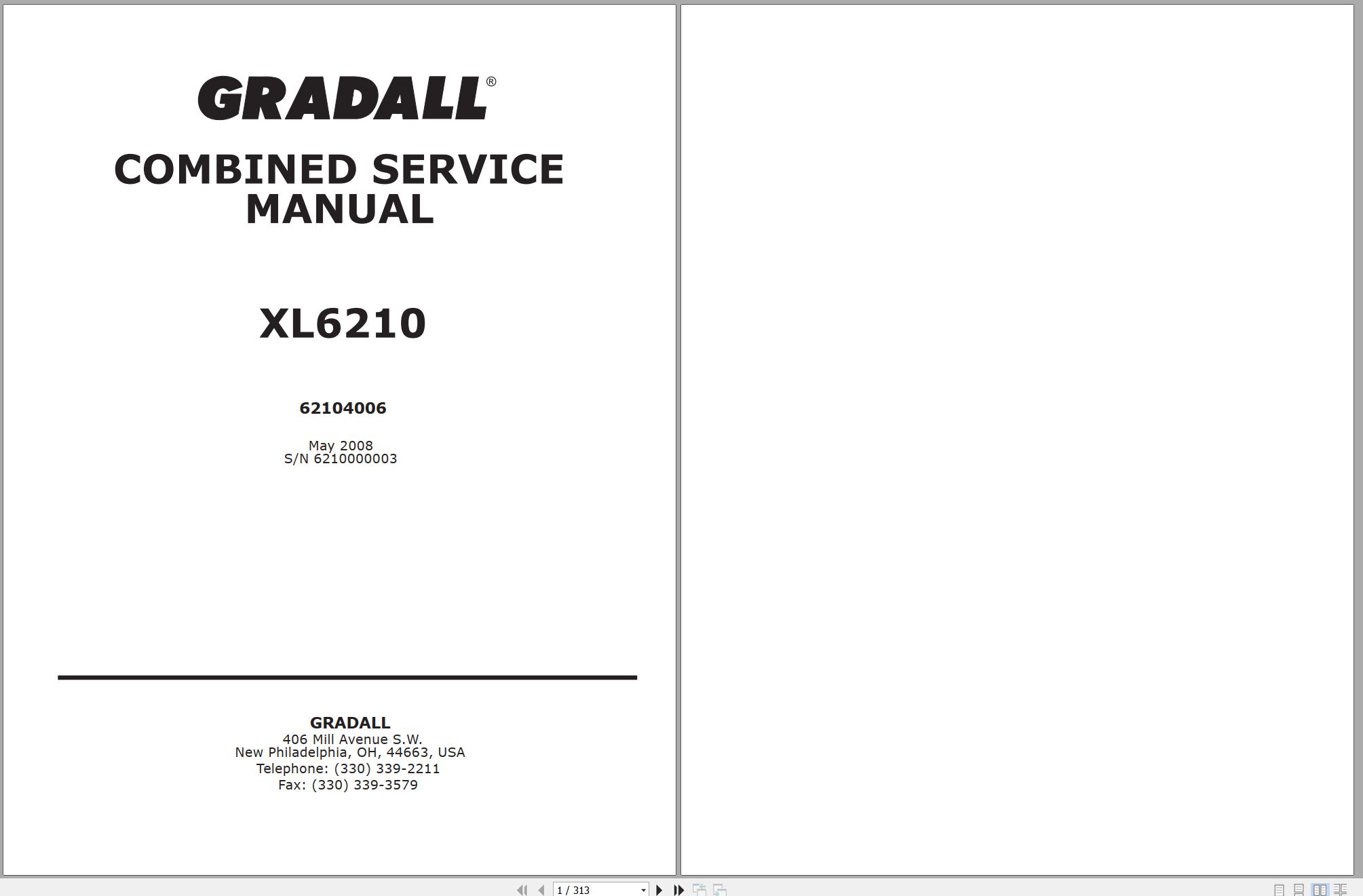 Gradall Excavator XL6210 Operators Parts Service Manual (1)