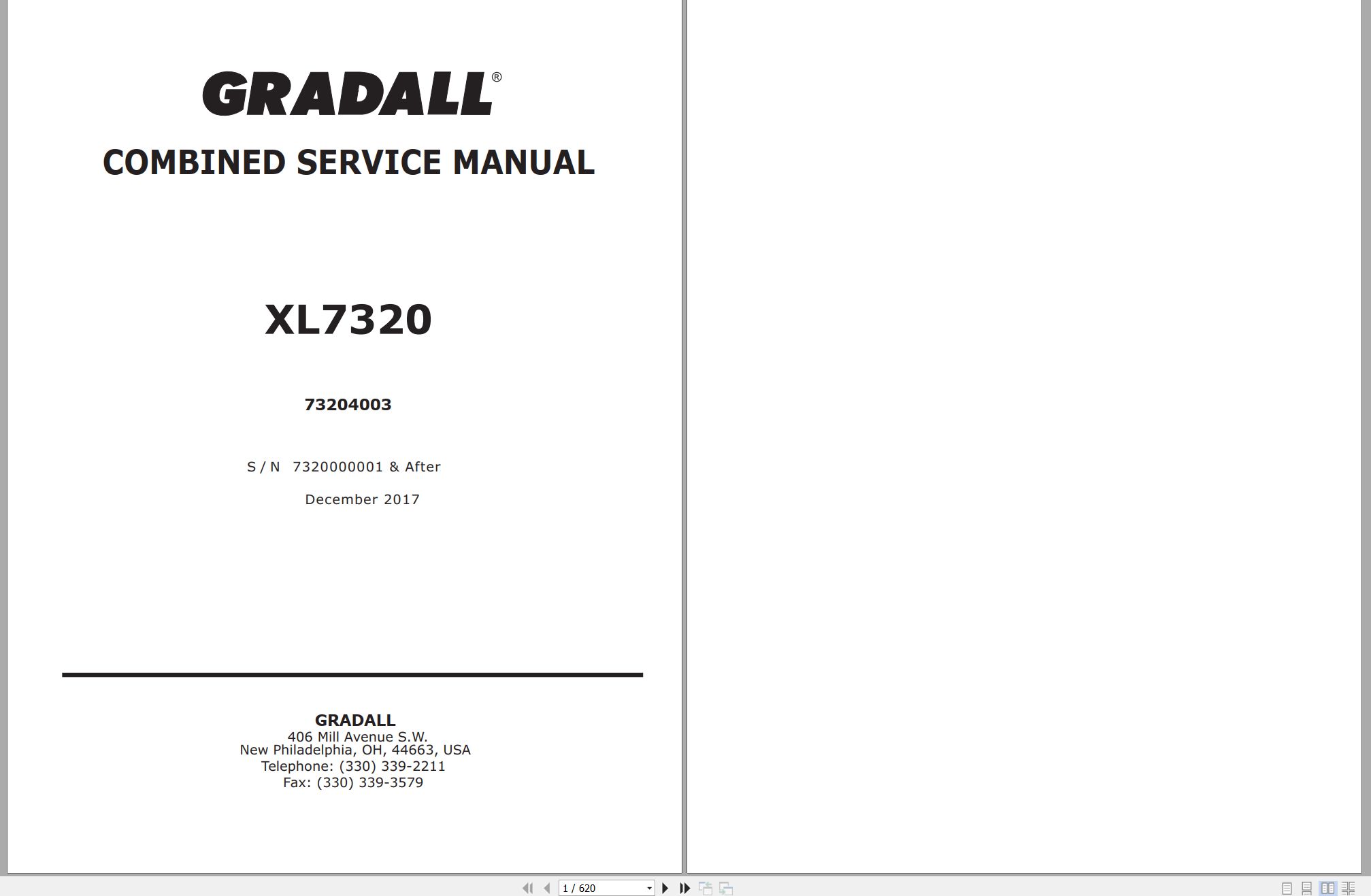 Gradall Excavator XL7320 Operators Parts Service Manual (1)